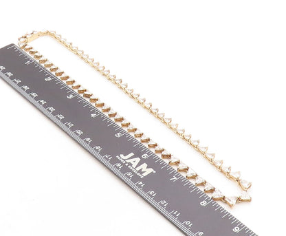 925 Sterling Silver  Cubic Zirconia Shiny Gold Plated Chain Necklace  NE2105