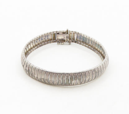 925 Sterling Silver  Vintage Shiny Etched Panel Chain Bracelet  BT6191