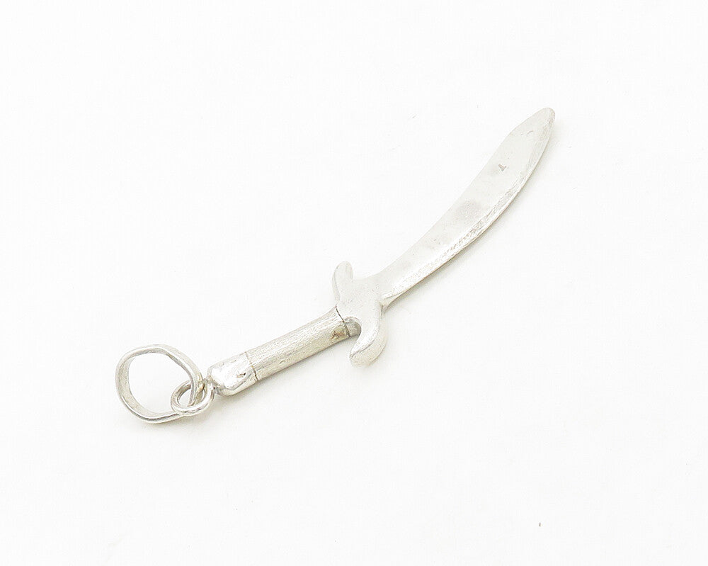 925 Sterling Silver  Vintage Shiny Dagger Sword Motif Smooth Pendant  PT15249