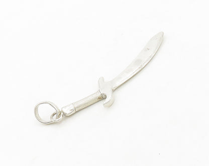 925 Sterling Silver  Vintage Shiny Dagger Sword Motif Smooth Pendant  PT15249
