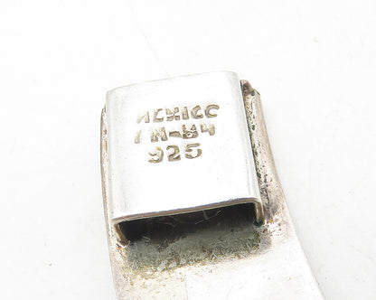 MEXICO 925 Sterling Silver  Vintage Abalone Greek Key Chain Necklace  NE1969