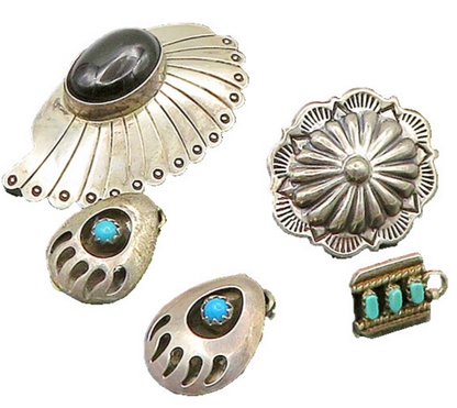 NAVAJO 925 Silver  Vintage Turquoise & Black Onyx Lot Single Earrings  EG11213