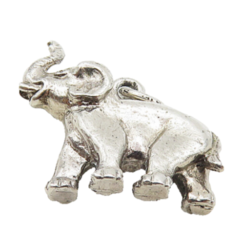 925 Sterling Silver  Vintage Petite Dark Tone Elephant Motif Pendant  PT6942