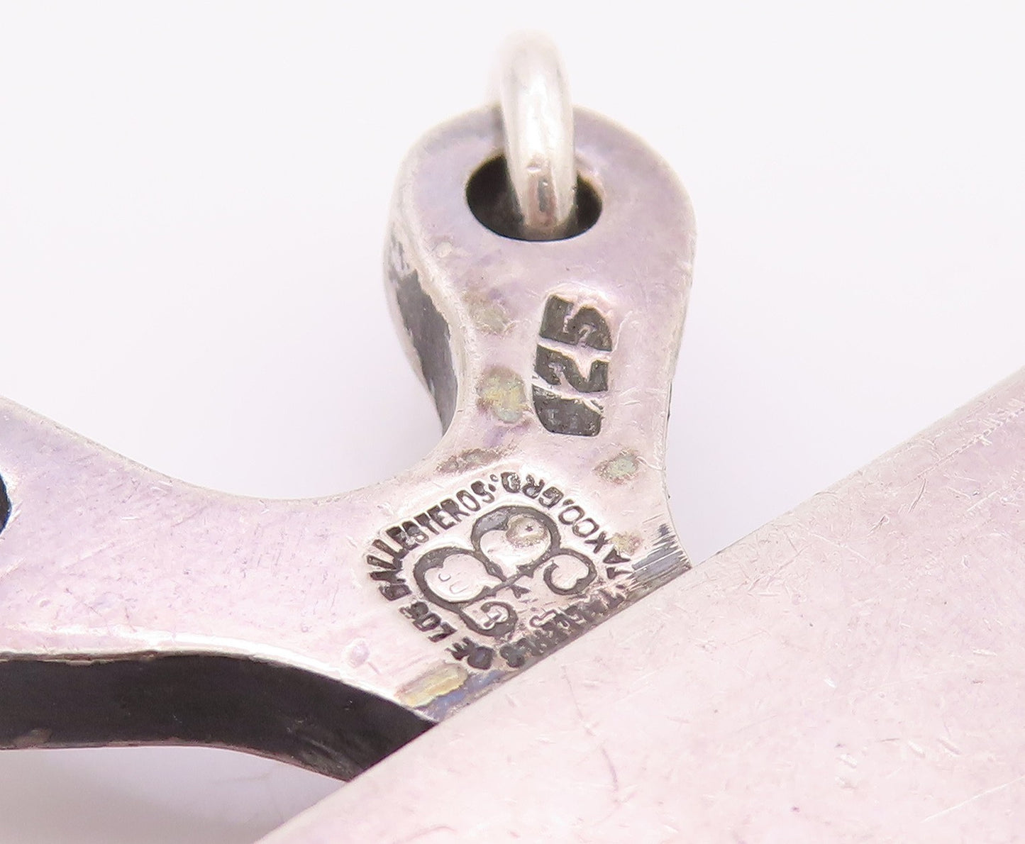 925 Sterling Silver Vintage Pendant LOS BALLESTEROS Oval Gemstone HEAVY  PT26359