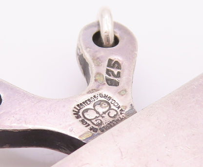 925 Sterling Silver Vintage Pendant LOS BALLESTEROS Oval Gemstone HEAVY  PT26359