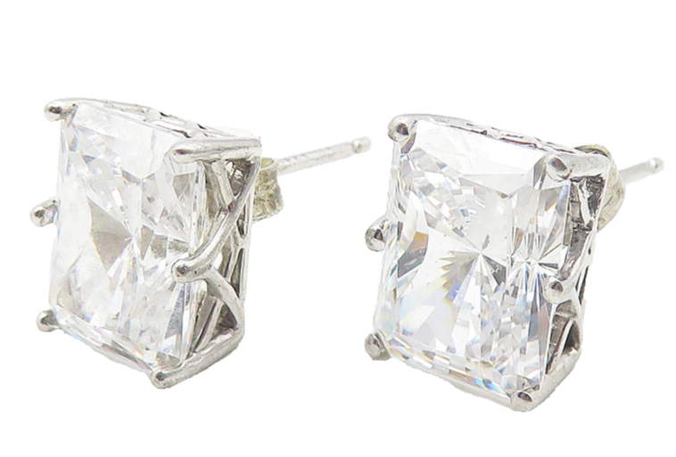 925 Sterling Silver  Prong Set Sparkling Cubic Zirconia Stud Earrings  EG6255