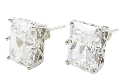 925 Sterling Silver  Prong Set Sparkling Cubic Zirconia Stud Earrings  EG6255