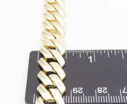 925 Sterling Silver Vintage Necklace Gold Plated CZ Chunky Cuban Link  NE4716