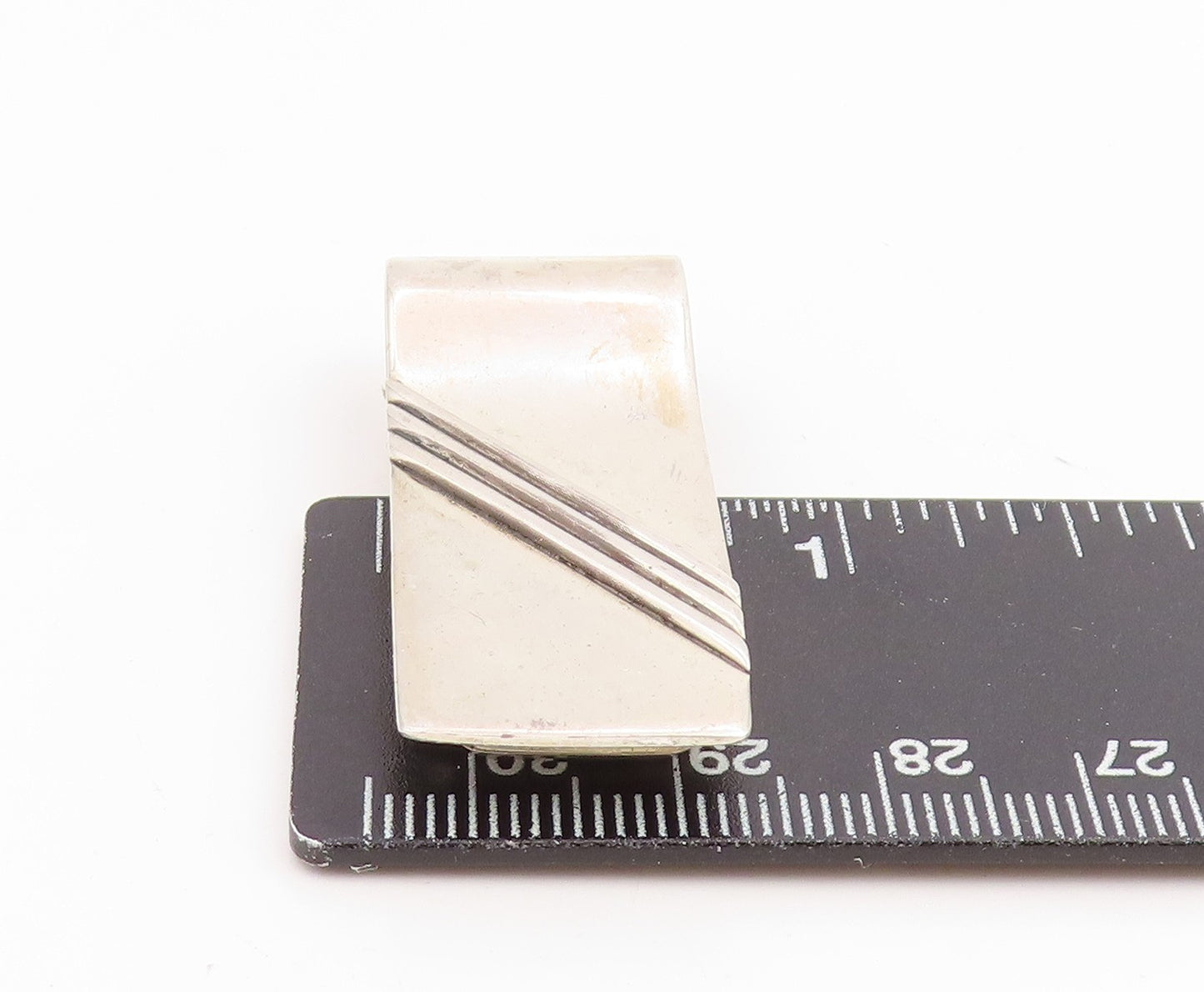 925 Sterling Silver Vintage Tie Clip TAXCO MEXICO Classic Diagonal Stripe TR4229