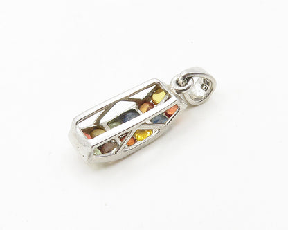 925 Sterling Silver Petite Multi Color Topaz Shiny Dome Pendant PT14943