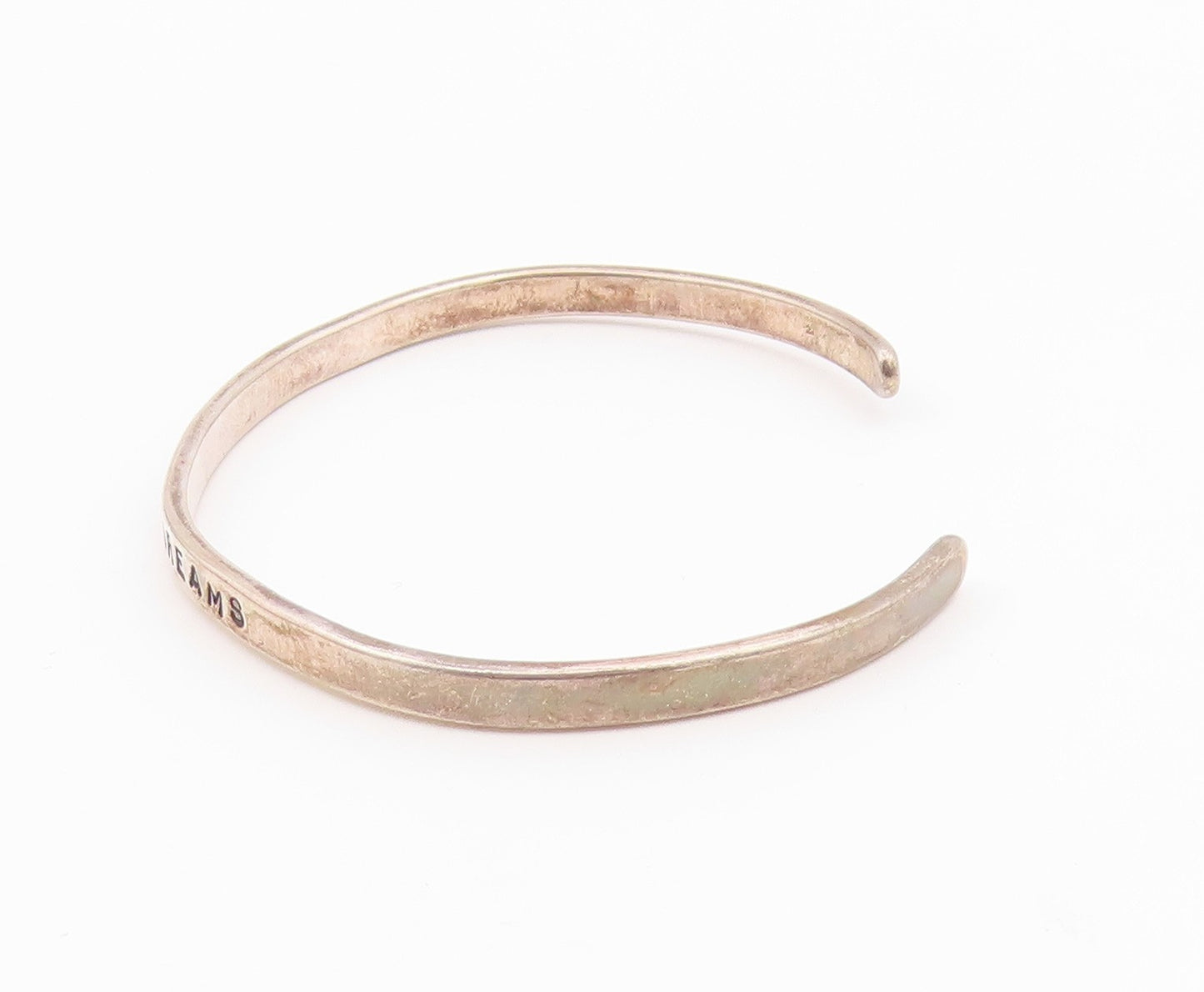 925 Sterling Silver  Vintage Engraved Live Your Dreams Cuff Bracelet  BT9415