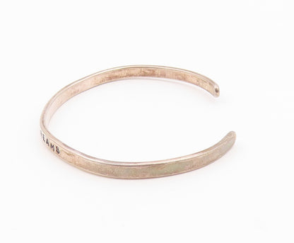 925 Sterling Silver  Vintage Engraved Live Your Dreams Cuff Bracelet  BT9415