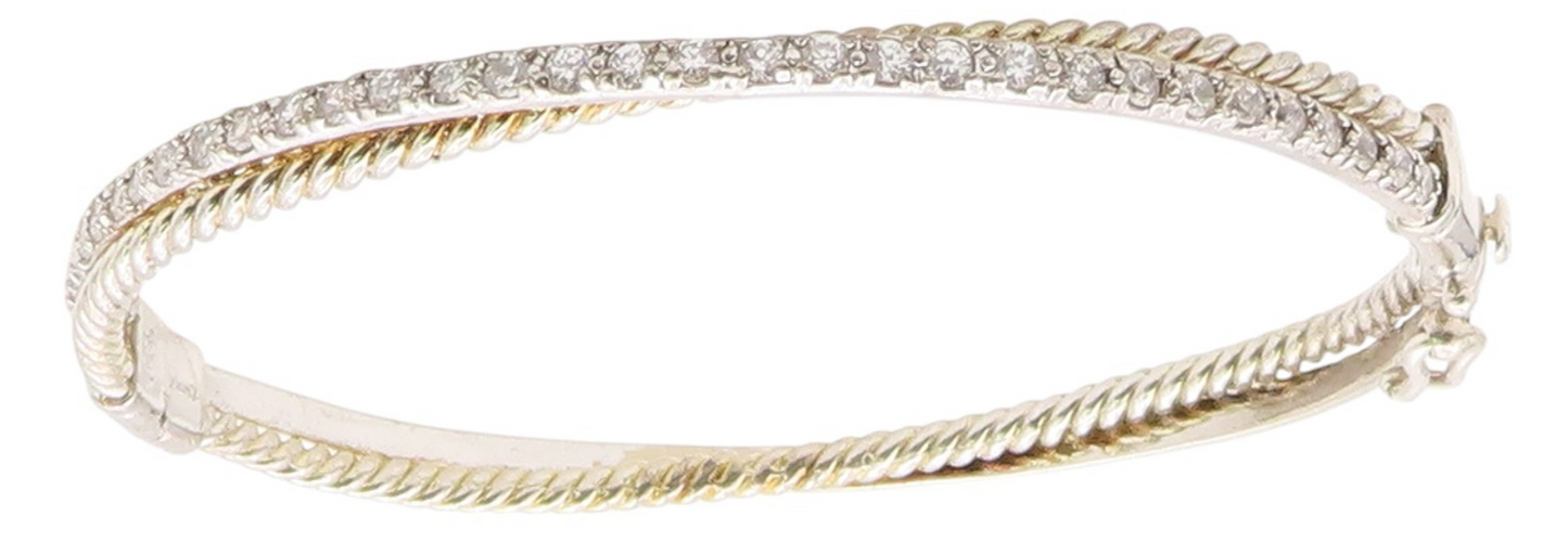925 Sterling Silver  Vintage 2 Twisted Rope Round Sapphire Bracelet  BT9889
