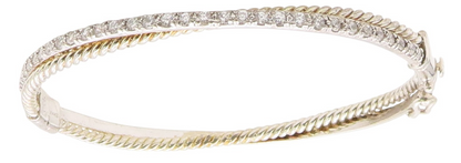 925 Sterling Silver  Vintage 2 Twisted Rope Round Sapphire Bracelet  BT9889