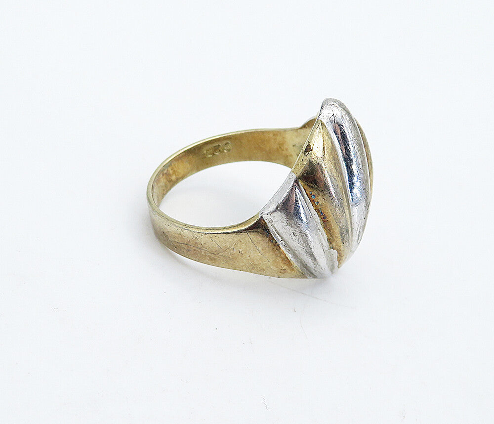 SETA 925 Sterling Silver  Vintage Two Tone Fluted Band Ring Sz 10  RG4851