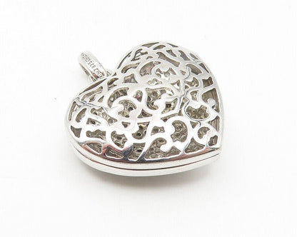 925 Sterling Silver  Genuine Diamonds Love Heart Locket Pendant (OPENS) PT9010