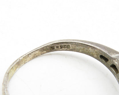 925 Sterling Silver  Vintage Genuine Diamonds Dark Tone Band Ring Sz 8 RG13112