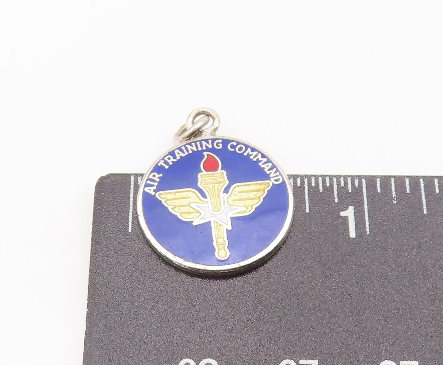925 Sterling Silver Vintage Pendant Blue Enameled Air Training Badge  PT22699