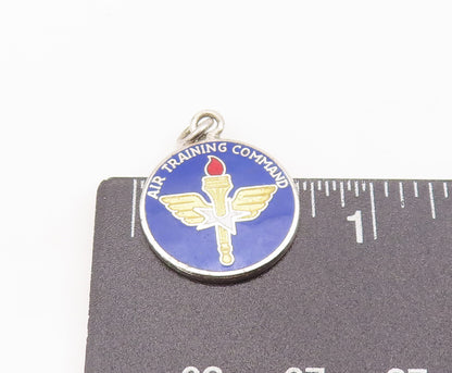 925 Sterling Silver Vintage Pendant Blue Enameled Air Training Badge  PT22699