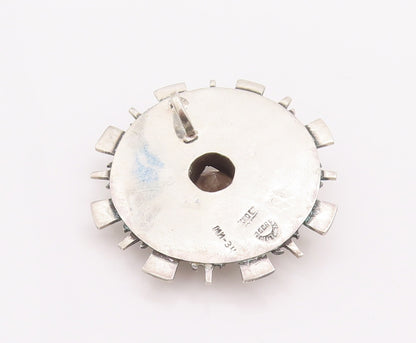 925 Sterling Silver Vintage Pendant LOS BALLESTEROS Carved Circular Gem  PT22957