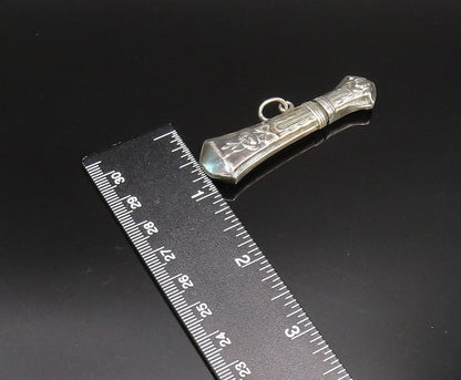 925 Silver  Vintage Carved Bow Tie Pointed Linear Pendant (OPENS)  PT21602