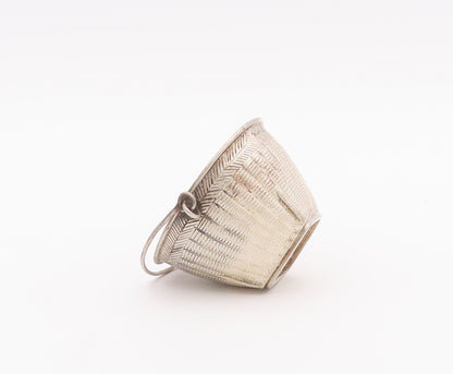 925 Sterling Silver Vintage Basket CHINESE EXPORT Antique Carved  TR3703