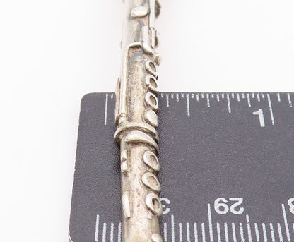 925 Sterling Silver Vintage Pin Collector Solid Carved Clarinet  TR3924