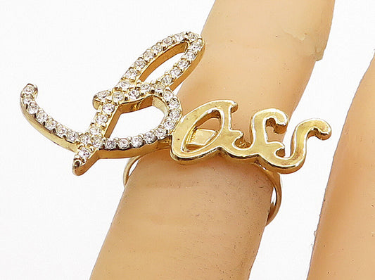 925 Sterling Silver  Topaz Shiny Gold Plated Boss Band Ring Sz 6  RG4982