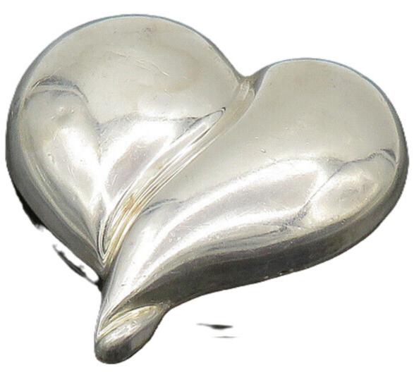 925 Sterling Silver  Vintage Shiny Hollow Love Heart Brooch Pin  BP6697