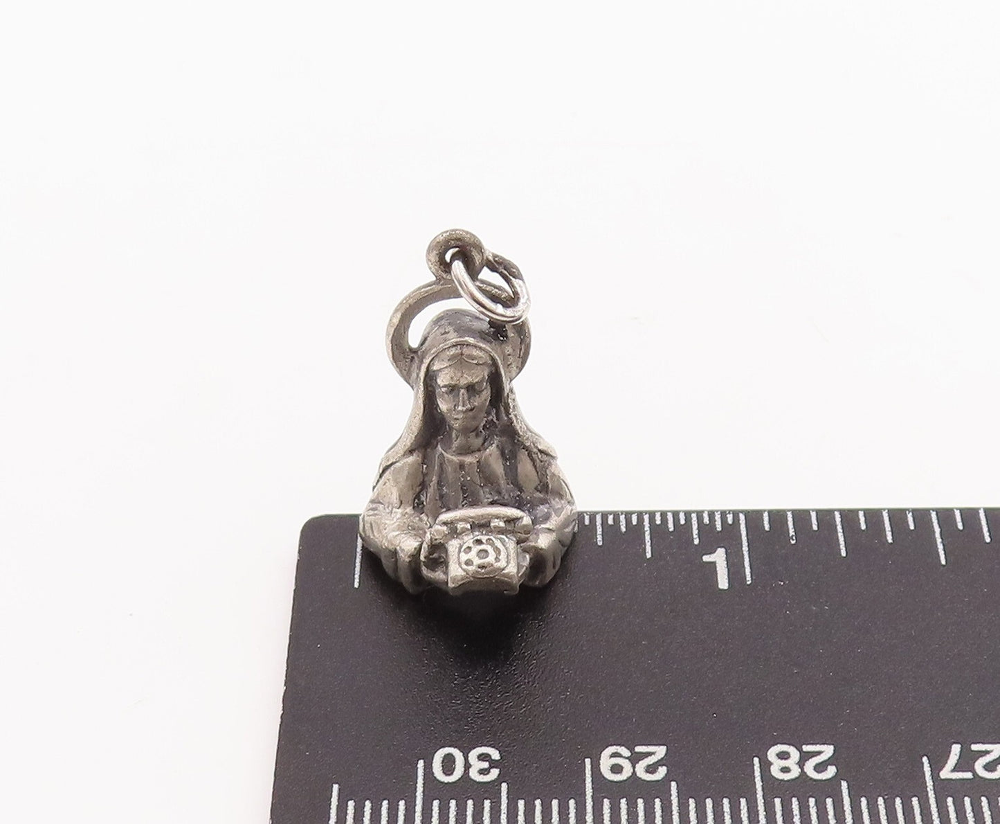 925 Sterling Silver Vintage Pendant CREED Antique Religious 3D Charm  PT23307