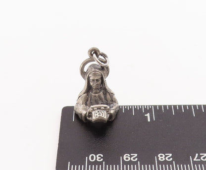 925 Sterling Silver Vintage Pendant CREED Antique Religious 3D Charm  PT23307