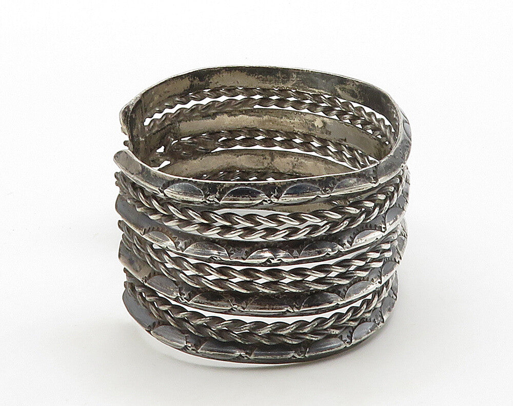 NAVAJO 925 Sterling Silver  Vintage Wheat Twist Split Cuff Bracelet  BT6383