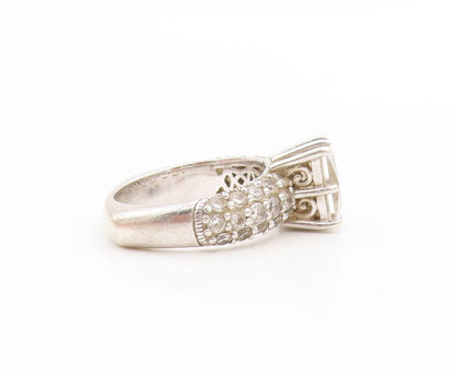 925 Sterling Silver Vintage Ring TYCOON Two Shape CZ Statement Band Sz 6 RG34113