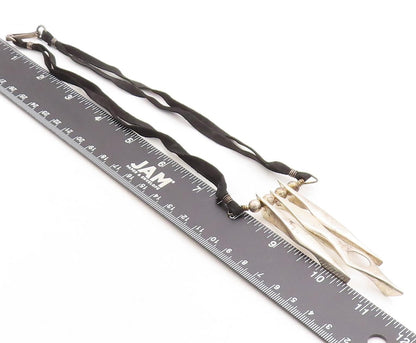 ISRAEL 925 Sterling Silver  Vintage Shiny Modernist Suede Necklace  NE1381