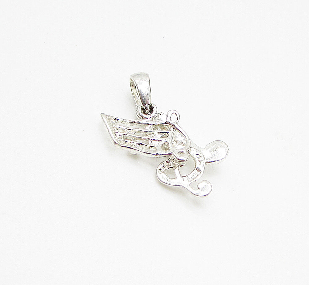 925 Sterling Silver  Music Lovers Notes Drop Pendant  PT2029