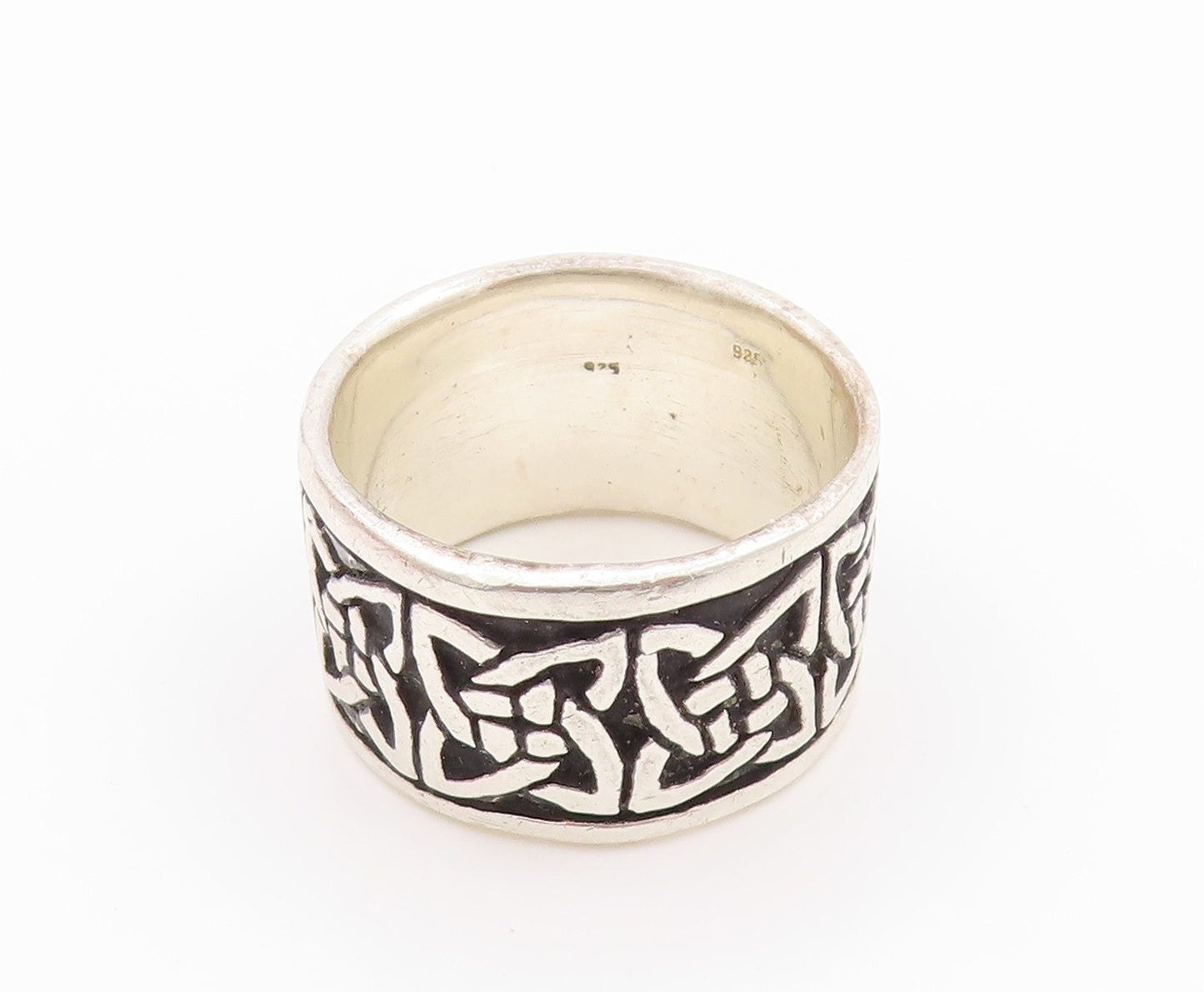 925 Sterling Silver Vintage Ring Celtic Knots Design Etched  Sz 10.5  RG32656