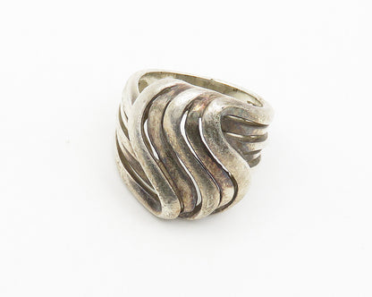 925 Sterling Silver  Vintage Split Shank Swirled Band Ring Sz 5  RG18096