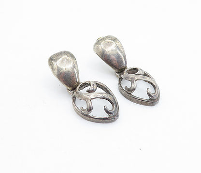 925 Sterling Silver  Vintage Dark Tone Swirl Linked Drop Earrings  EG2832