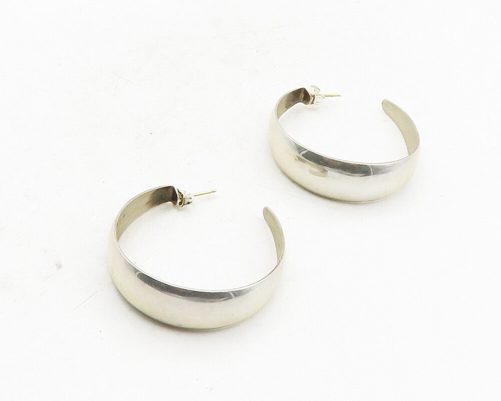 925 Silver & 14K GOLD  Vintage Shiny Smooth Pointed JHoop Earrings  EG5000