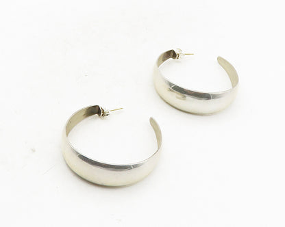 925 Silver & 14K GOLD  Vintage Shiny Smooth Pointed JHoop Earrings  EG5000