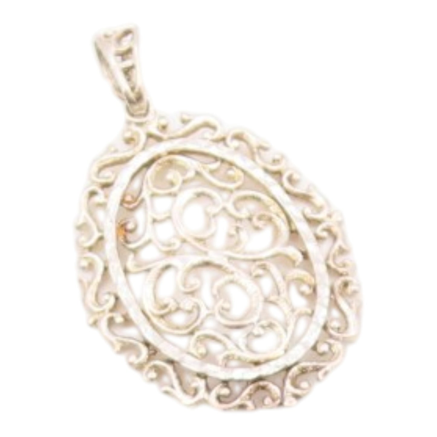 925 Sterling Silver   Vintage Dainty Scroll Swirl Drop Pendant  PT20605