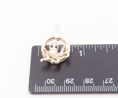 925 Sterling Silver  Vintage Black Onyx Eyes Octopus Motif Pendant  PT18199