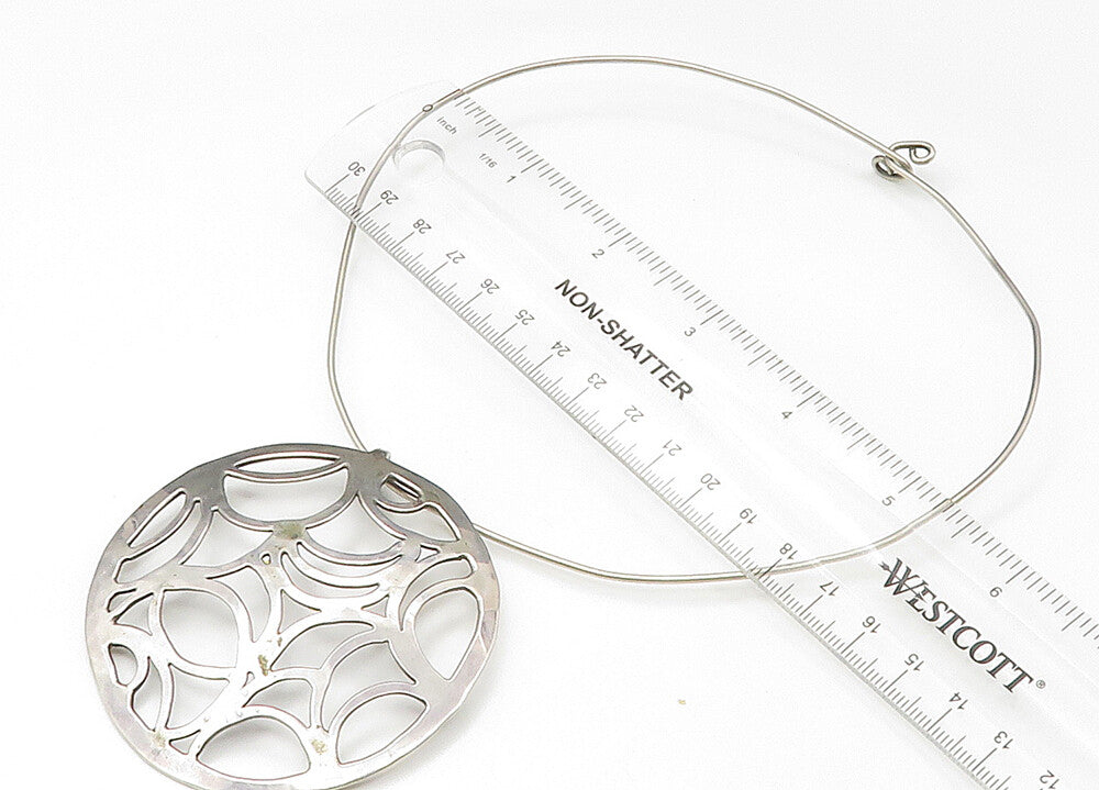 DESIGNER 925 Sterling Silver  Vintage Cutout Design Collar Necklace  NE3638