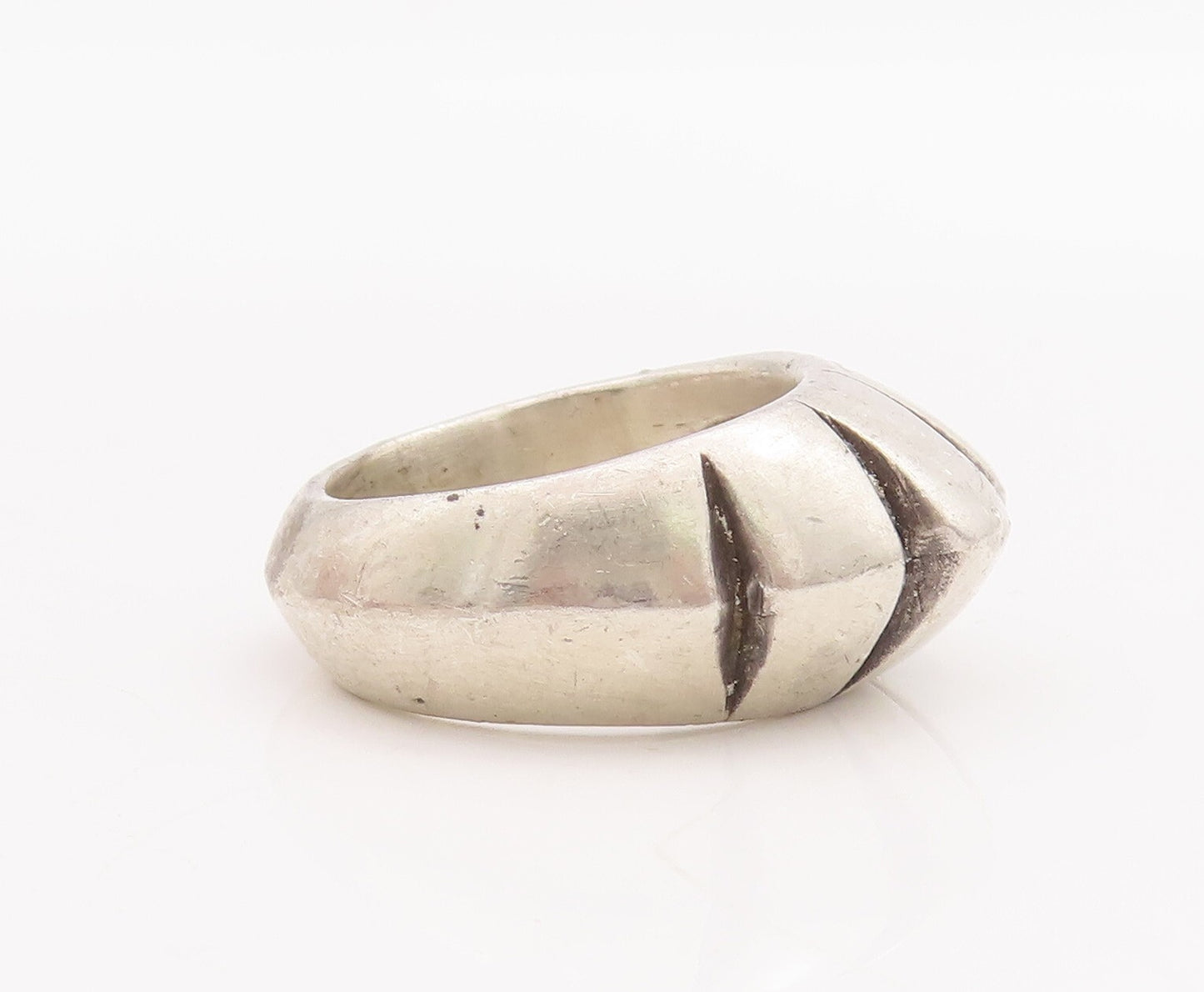 925 Sterling Silver Vintage Ring JENKS Designer Solid Split Dome Sz 7.5  RG28947