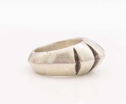 925 Sterling Silver Vintage Ring JENKS Designer Solid Split Dome Sz 7.5  RG28947