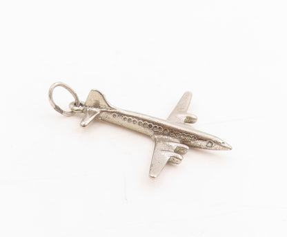 925 Sterling Silver Vintage Pendant Miniature Aviation Airplane Charm  PT25419