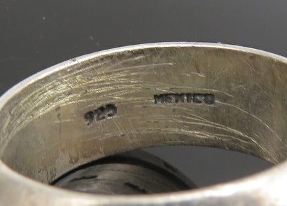 MEXICO 925 Sterling Silver  Vintage Oxidized Pattern Band Ring Sz 10  RG22969