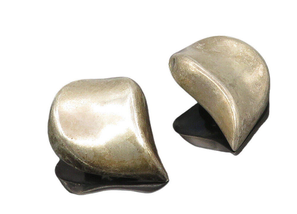 925 Sterling Silver  Vintage Dark Tone Hollow Non Pierce Earrings  EG5014
