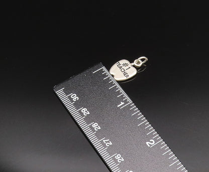 925 Sterling Silver  Vintage Engraved #1 Teacher Apple Charm Pendant  PT21352