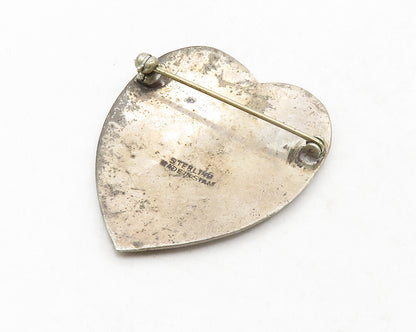 SIAM 925 Sterling Silver  Vintage Enamel Dancer Love Heart Brooch Pin  BP4875
